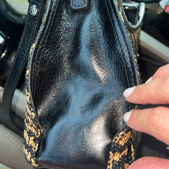 Patricia Nash Aria Shopper Tribal Weave Black and Brown Top Handle Crossbody - Picture 14 of 16